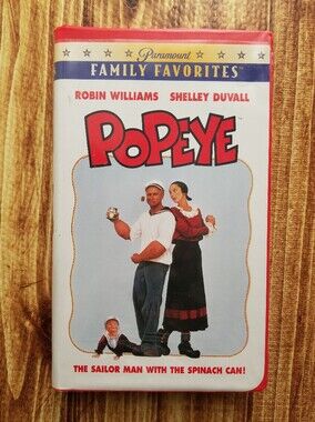 Popeye (Paramount) Classic Movie VHS Robin Williams Shelley Duvall Red Clamshell